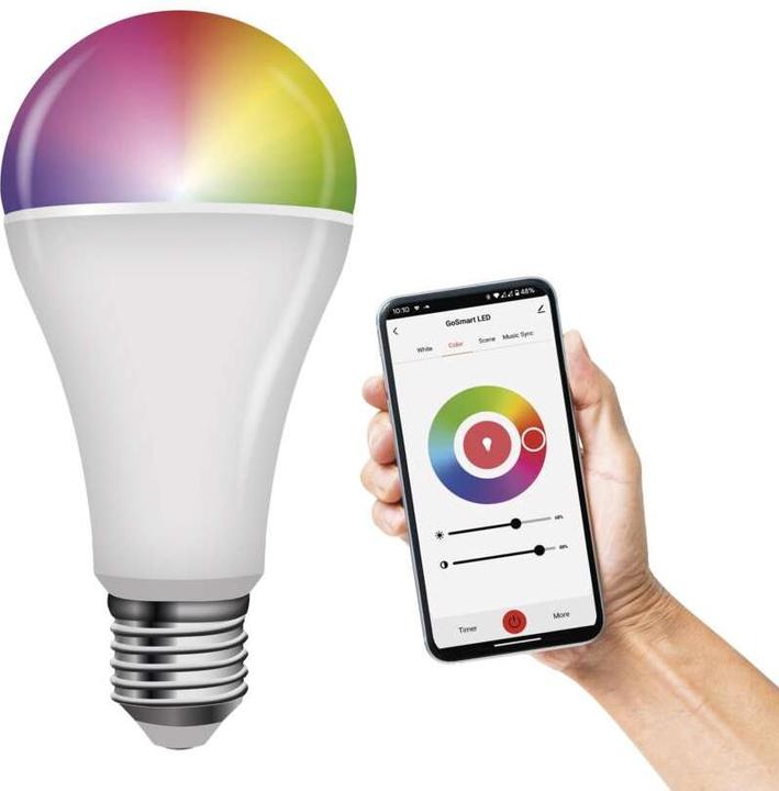 Produktbild Emos LED Lampe GoSmart A65 / E27 / 14 W (94 W) / 1 400 lm / RGB / dimmbar / Zigbee (E27, 14 W, 1400 lm, 1 x, F)