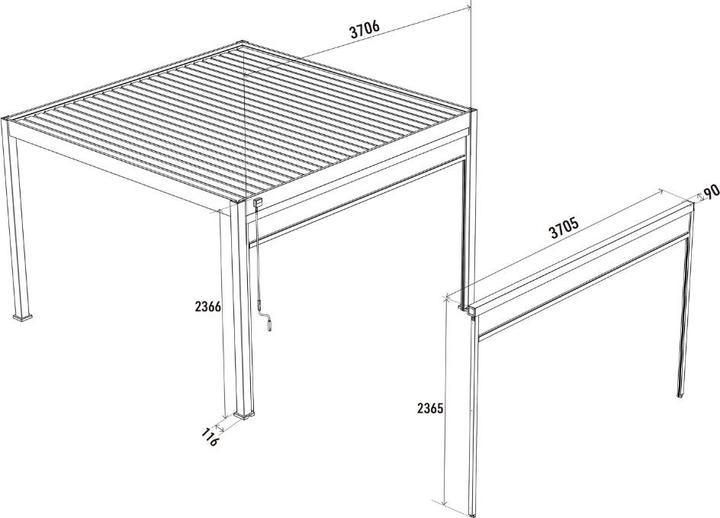 Produktbild Weide Sonnenrollo für Ventaris/ Pergola 4.00m Weiss (280 cm, 20 cm)