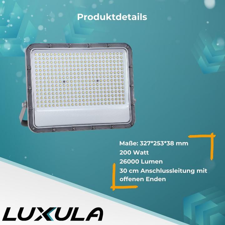 Produktbild Luxula LED-Fluter, EEK: E, 200W, 26000lm, 4000K, IP65, grau (26000 lm, IP65)
