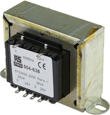 RS PRO Clamp mount transformer,50VA 2x24V o/p