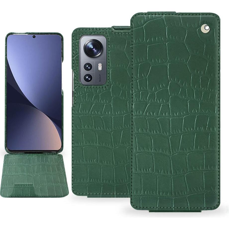 Noreve Lederschutzhülle vertikal (Xiaomi 12 Pro), Smartphone Hülle, Grün