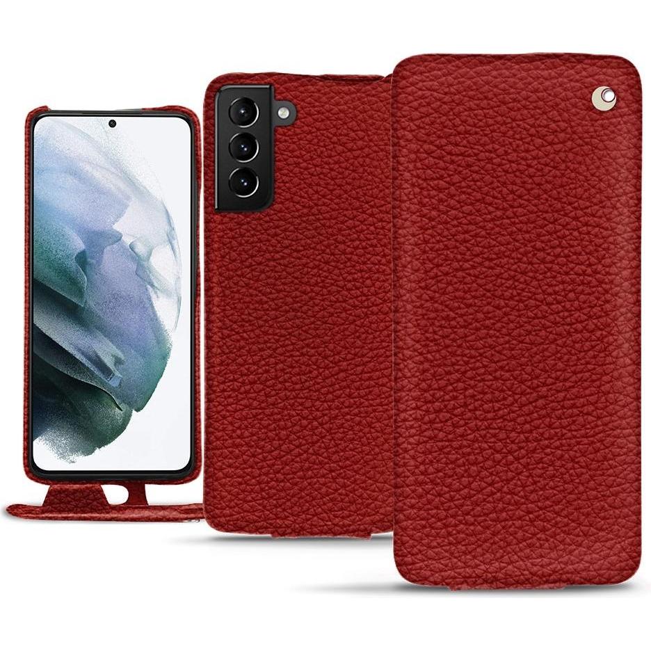 Noreve Lederschutzhülle vertikal (Samsung Galaxy S21+), Smartphone Hülle, Rot