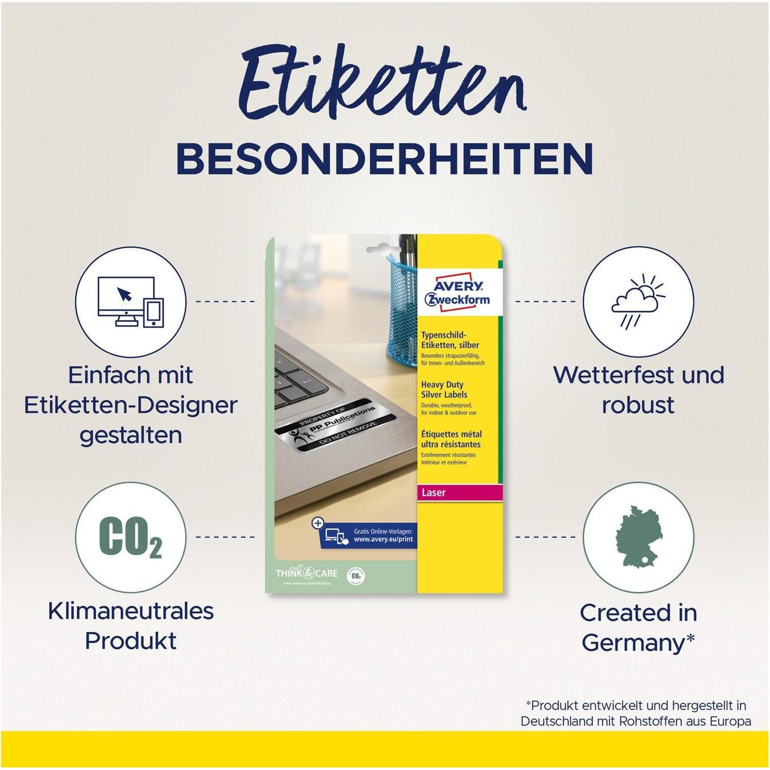 Avery, Etiketten, Typenschild-Etiketten