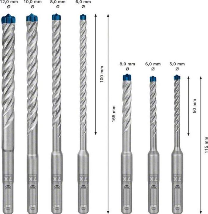 Actual product image Bosch Professional Zubehör EXPERT SDS plus-7X hammer drill bit set, 5/6/6/8/10/12 mm, 7 pcs. (5.0, 6.0, 8.0, 10.0, 12.0 mm)