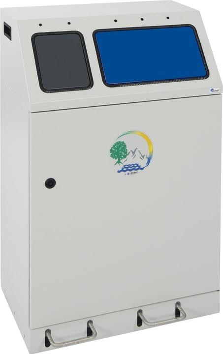 Recyclable waste collector, steel, capacity 60 + 30 l, DUPLEX, 2 inner (90 l)