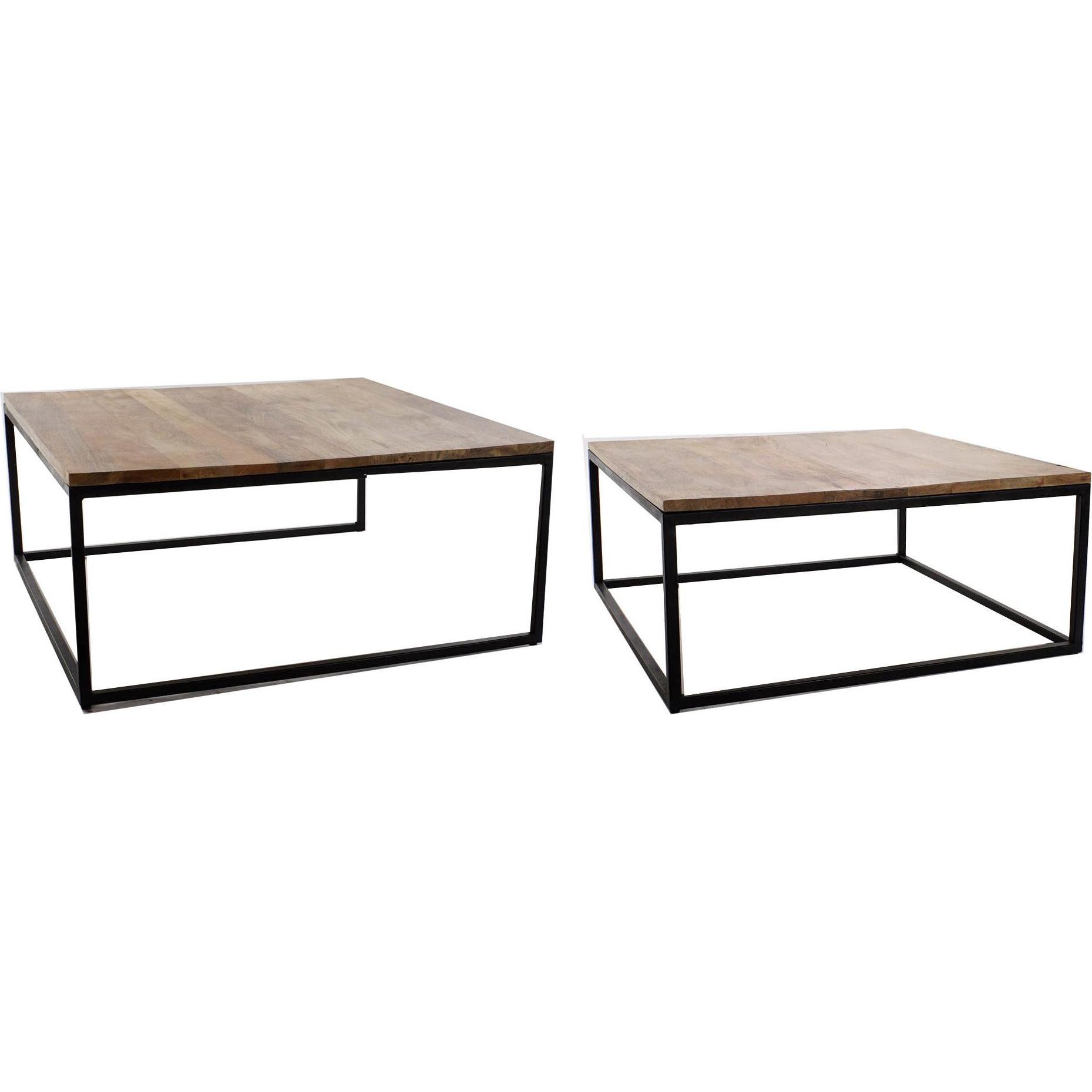 DKD Home Decor, Tavolino da salotto, Set of 2 tables Brown Black 90 x 90 x 40 cm