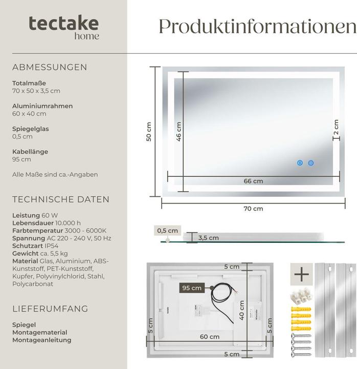 Immagine prodotto tectake Clara (50 x 70 cm)