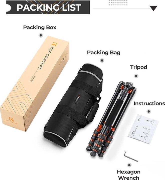 Produktbild K&F Concept T254A4+BH-28L Magnesium Aluminum Alloy Tripod (Metall)