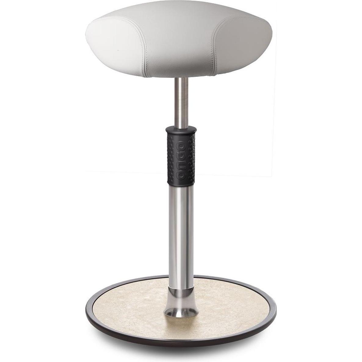 Ongo, Bürostuhl, Sitz- Stehhocker Free Tall Triangel Boxmark Leder Weiss chrom /cremeweiss
