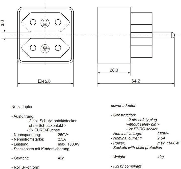 Actual product image Goobay Euro-Mehrfach-Adapter (CEE 7/16, CEE 7/7, 2x)