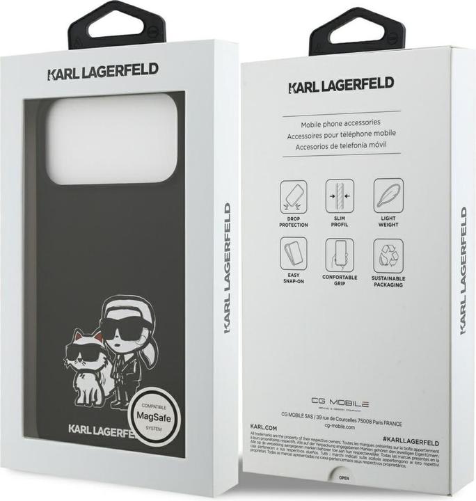 Actual product image Karl Lagerfeld - Silicone Sketch & Logo (KLHMP17XSKCGRGOK) - iPhone 17 Pro Max - Karl&Choupette (Apple iPhone 17 Pro Max)