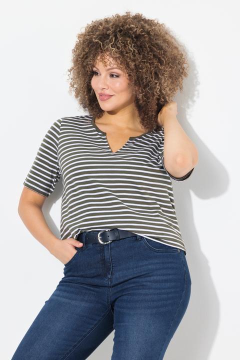 Produktbild Ulla Popken Longshirt, Ringel, A-Linie, Rundhals, Halbarm (58)