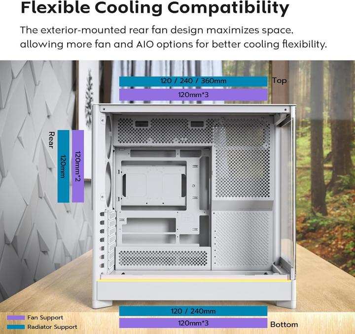 Produktbild Montech HS02 PRO, ATX Mid-Tower PC-Gehäuse, Gaming-PC, High-Airflow, reversibles Layout, stabile geb (ATX, mATX, Mini-ITX)
