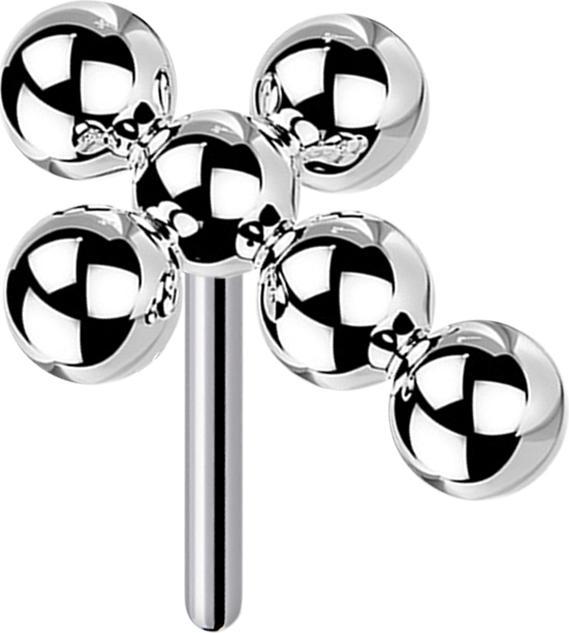 Image du produit Star Piercing Threadless argent croix boules (sans laiton, Titane)