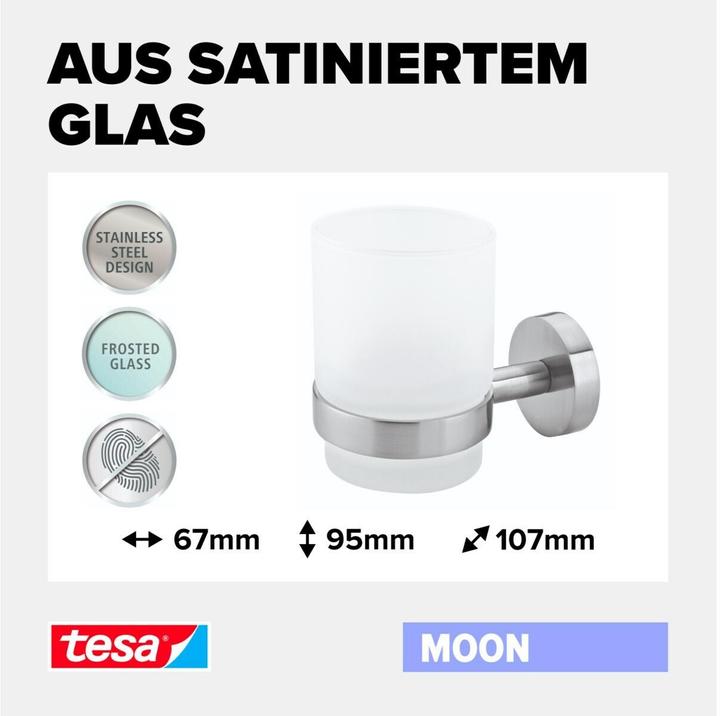 Actual product image tesa MOON toothbrush tumbler incl. adhesive solution without drilling