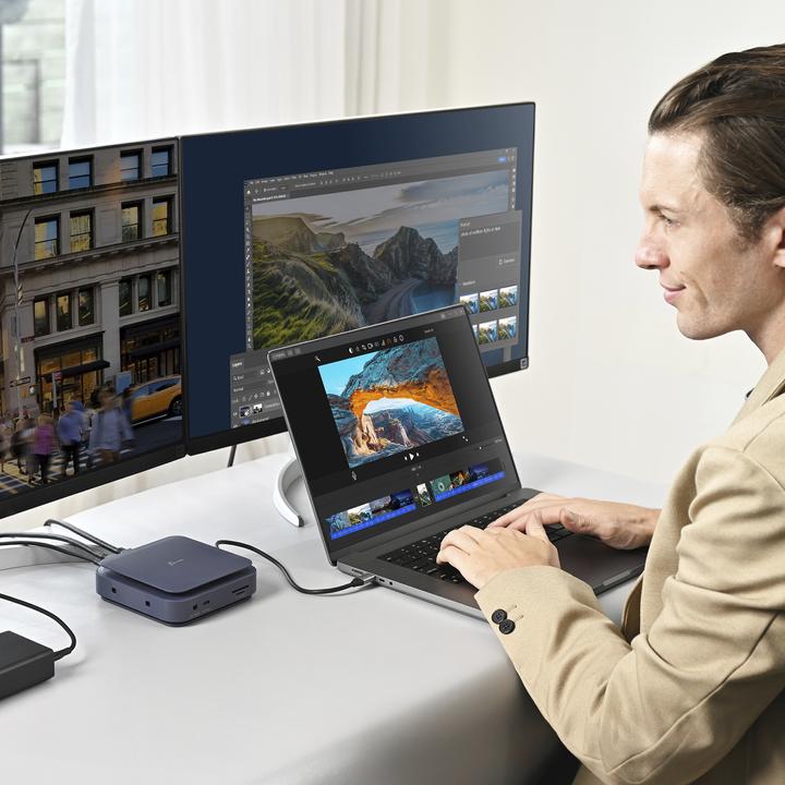 Produktbild j5Create JCD3196-N, Kabelgebunden, USB 3.2 Gen 2 (3.1 Gen 2) Type-C, 140 W, 1000 Mbit/s, Blau, Dark (USB-C)