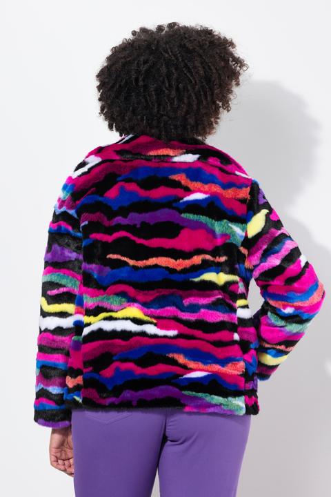 Actual product image Angel of Style Plush jacket with open front and colorful pattern (50)