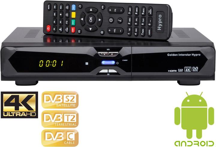 Actual product image Golden Interstar Hypro 4K/UHD, Android (IPTV (ready), DVB-C/T2/S2)