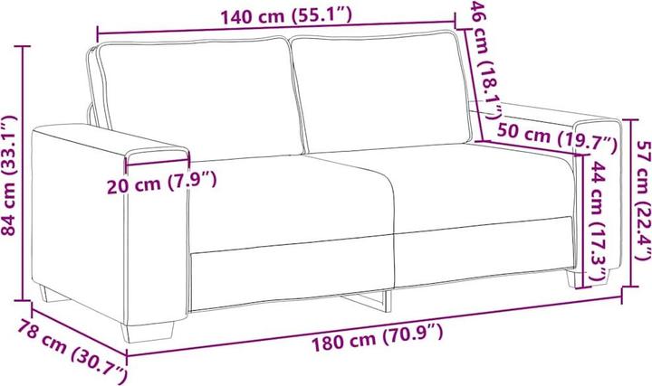 Produktbild vidaXL 2-Sitzer-Sofa (2-Sitzer)