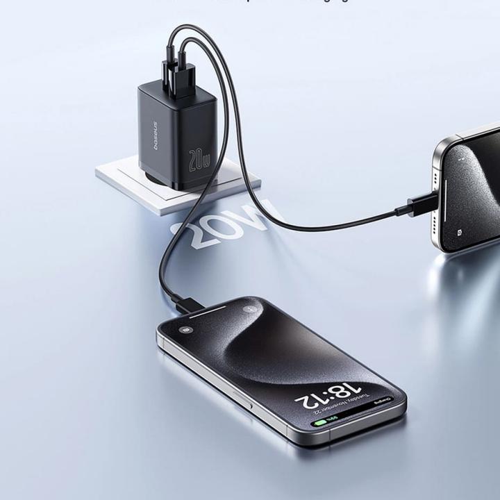 Image du produit Baseus Cube, 20W, 3A, 1 x USB-A - 1 x USB-C, noir (20 W)