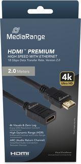 Image du produit MediaRange Câble d'extension HDMI, 18 Gbps, ARC, 2,0m, noir (2 m)