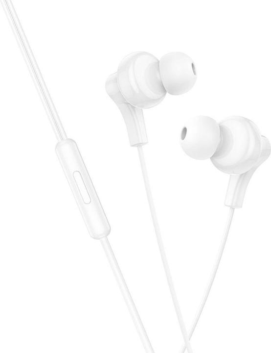 Actual product image Hoco Wired headphones wire earphones Type C with microphone M114 white (Cable)