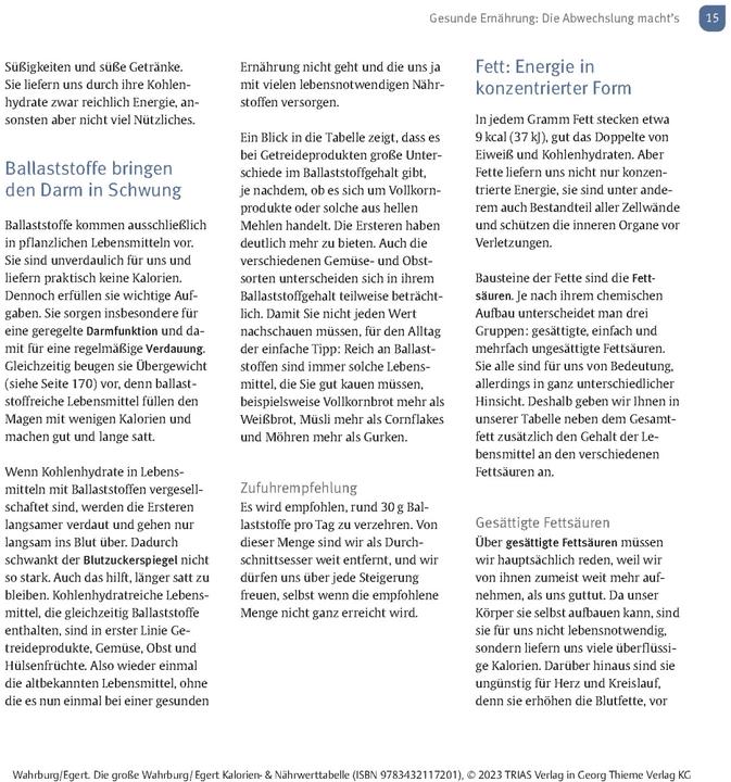 Actual product image Die grosse Wahrburg/Egert Kalorien-&-Nährwerttabelle (German, Sarah Egert, Ursel Wahrburg, 2023)