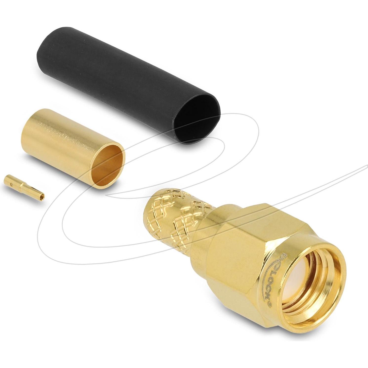 Delock RP-SMA Stecker zum Crimpen LMR200mit passendem Schrumpfschlauch (Spine e connettori), Cavo antenna