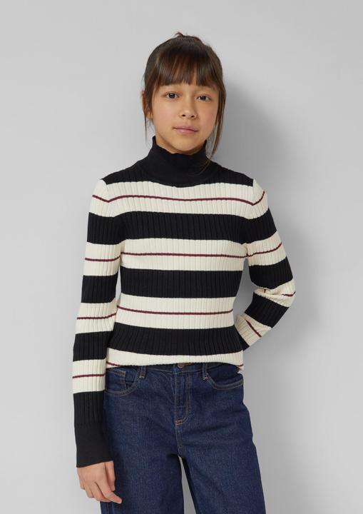 Produktbild s.Oliver Strickpullover Ripppullover im Slim Fit mit Stehkragen (146, 152)