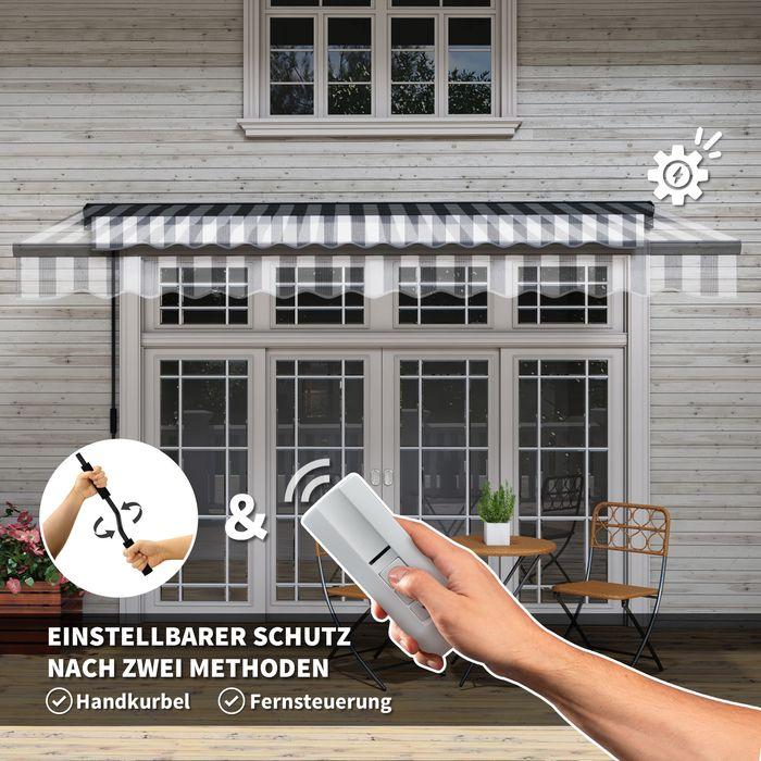 Immagine prodotto Swisshandel24 Tenda da sole per balcone, 350x250x150cm, resistente ai raggi UV30+, con telecomando, manovella (2.50 m)