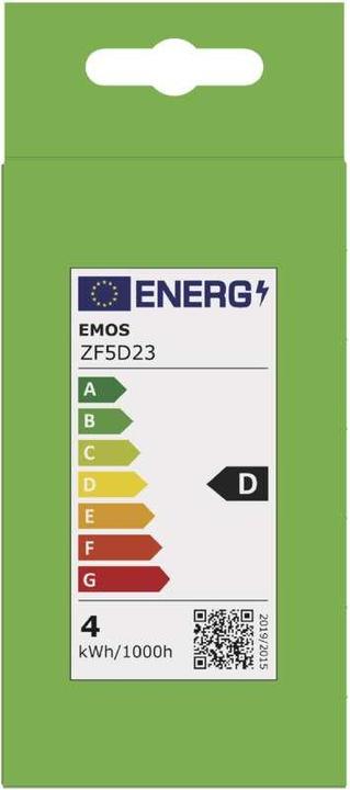 Energie-Label Emos LED Lampe Filament A60 / E27 / 3,4 W (40 W) / 470 lm / Neutral Weiss (E27, 3.40 W, 470 lm, 1 x, D)