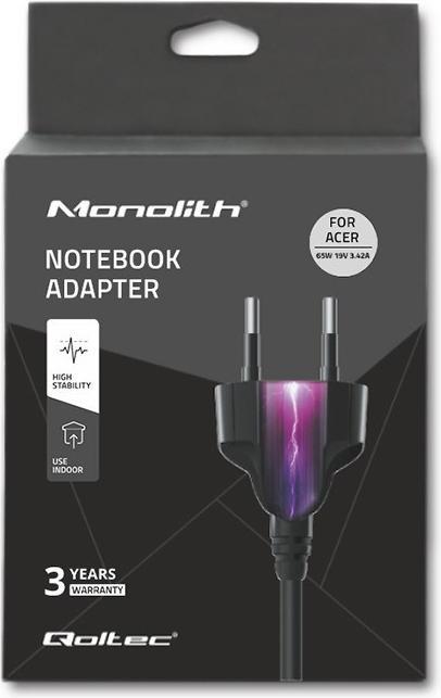 Produktbild Qoltec 51115 Power adapter for ACER 65W| 19V| 5.5* 1.7| 3.42A|+ power (65 W)