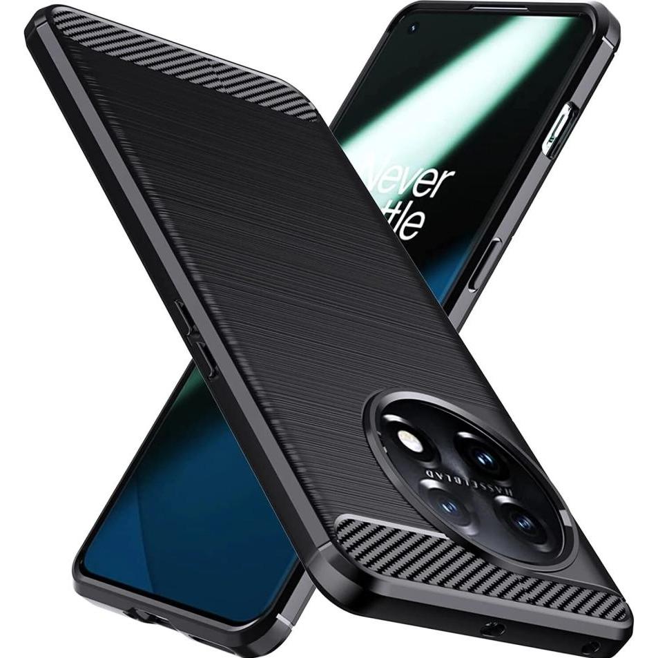 Screenguard Carbon Brushed Soft TPU Case (OnePlus 11), Smartphone Hülle, Schwarz