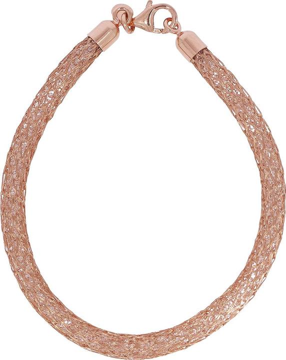 Luxxos Mesharmband gefüllt mit Zirkonia rosévergoldet (19 cm, Mesh aus Materialmix, Rosévergoldet, Verschluss und Endkappen aus 925 Sterling Silber)