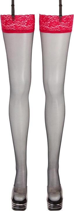 Produktbild Cottelli Collection Strapsstrümpfe mit roter Spitze (M)