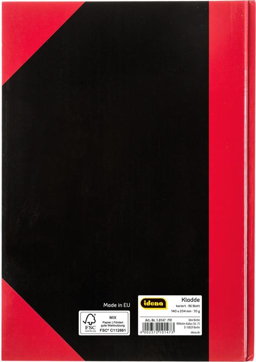 Actual product image Idena Desk pad A5 squared black red FSC-Mix (A5, Checked, Hardcover)