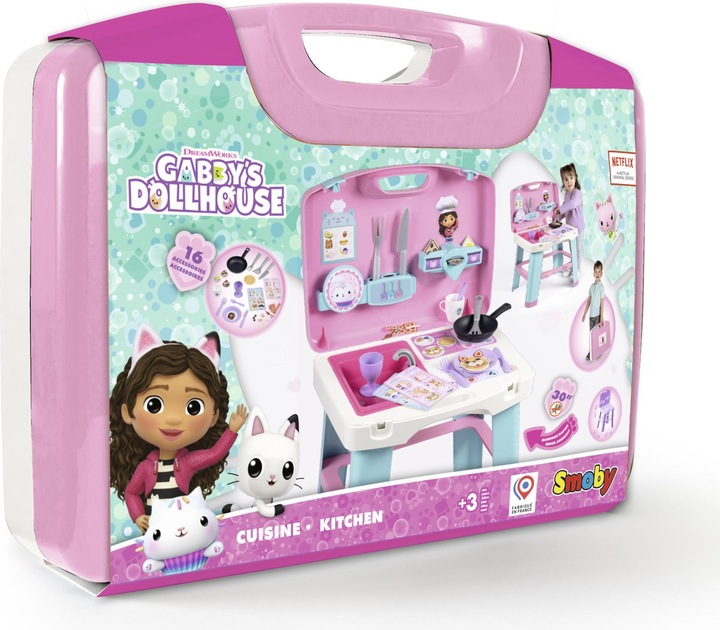 Produktbild Smoby Gabby's Dollhouse Mobile Spielküche (43 x 35 x 76 cm) – Mit 13 Zubehörteilen – für Kinder ab