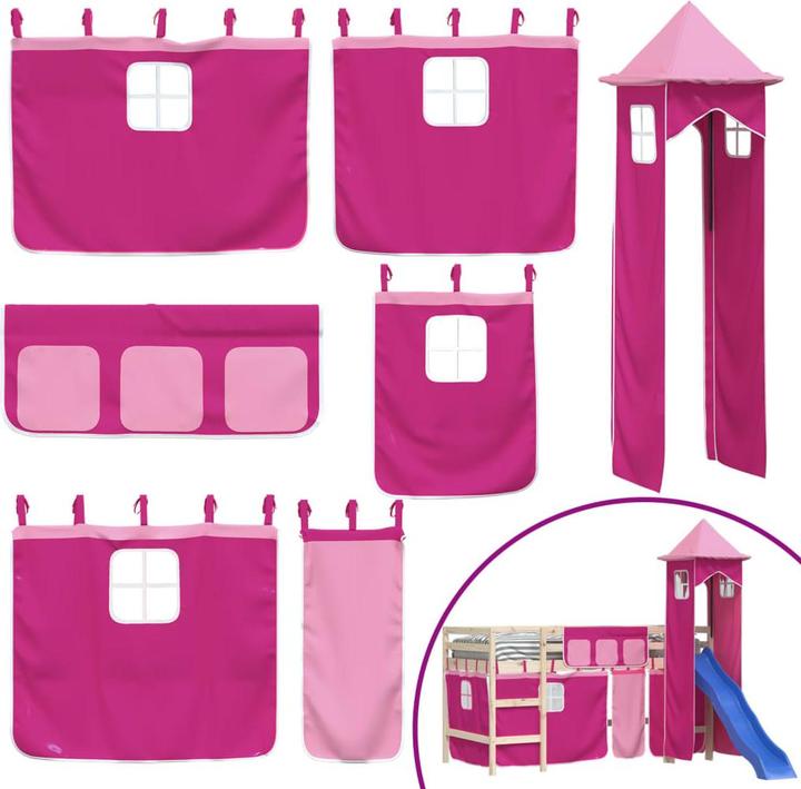 Actual product image vidaXL Curtains for loft bed with tower white and black