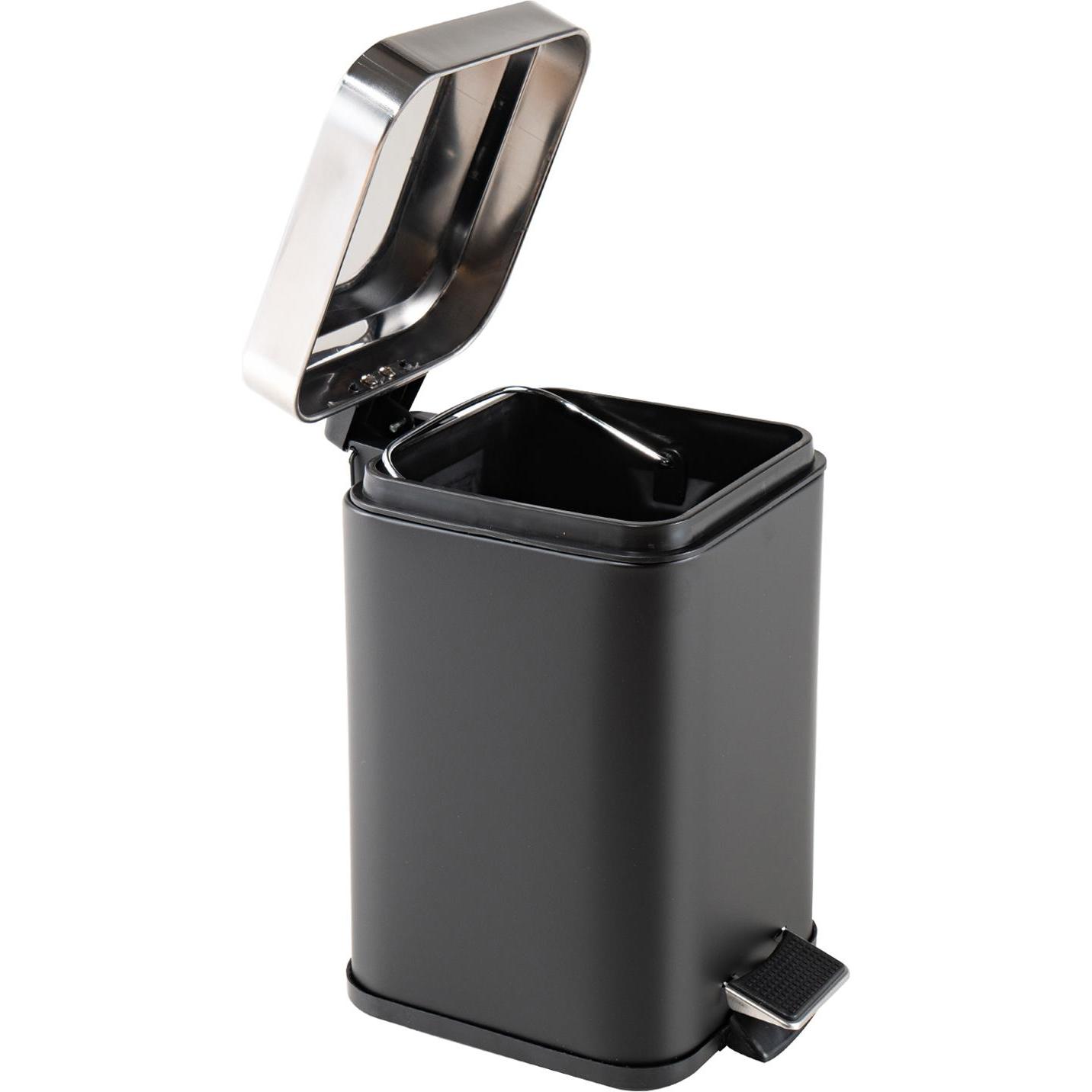 Thumbnail - HTI-Living Treteimer eckig Jannik 3 Liter Schwarz Silber, Abfalleimer, Schwarz, Silber