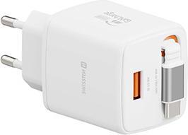 Produktbild Swissten Netzadapter SlideCHARGE GaN 30W, 2 Ports, 1x USB-C, 1x USB-A (30 W, 2 Ports)
