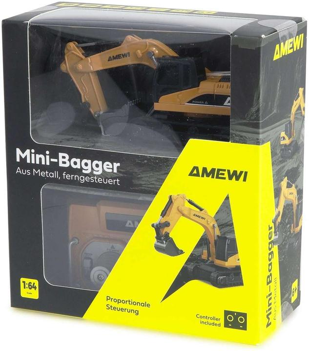 Productafbeelding Amewi Mini-Bagger aus Metall proportional 8-Kanal 1:64 RTR (RTR Gereed voor gebruik)