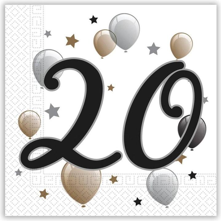 Produktbild Partydeco 20 Geburtstag Servietten (20 x, 16,5 x 16,5 cm)
