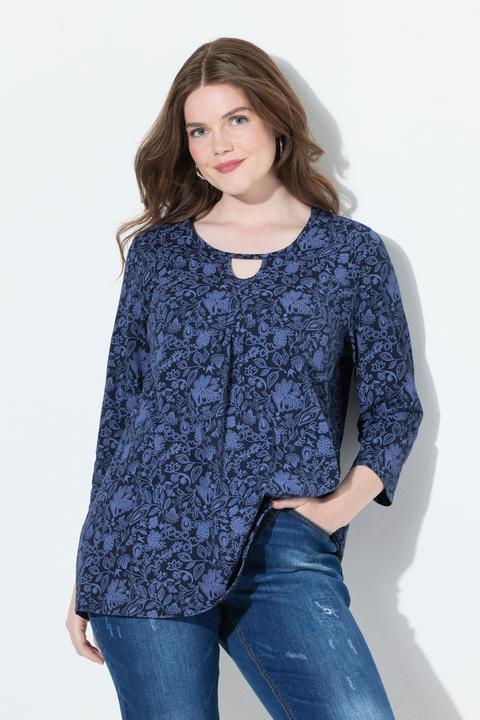 Produktbild Ulla Popken Shirt, Blüten, A-Linie, Rundhals, 3/4-Arm (46, 48)