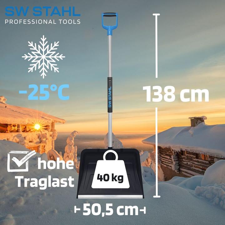 Immagine prodotto SW-Stahl 98100L Pala da neve pieghevole I salvaspazio I stabile I lunga 138 cm Pala da neve in alluminio