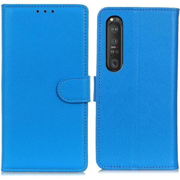 Thumbnail - MU Classic Litchi Leder Bookcover Series (Sony Xperia 1 III), Smartphone Hülle, Blau