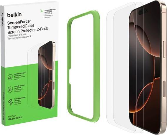 Actual product image Belkin 2x1 ScreenForce Temp.Gl. Displays. iPh.17/16 Pro OVA165hq (2 pcs., Apple iPhone 16 Pro, Apple iPhone 17 Pro)