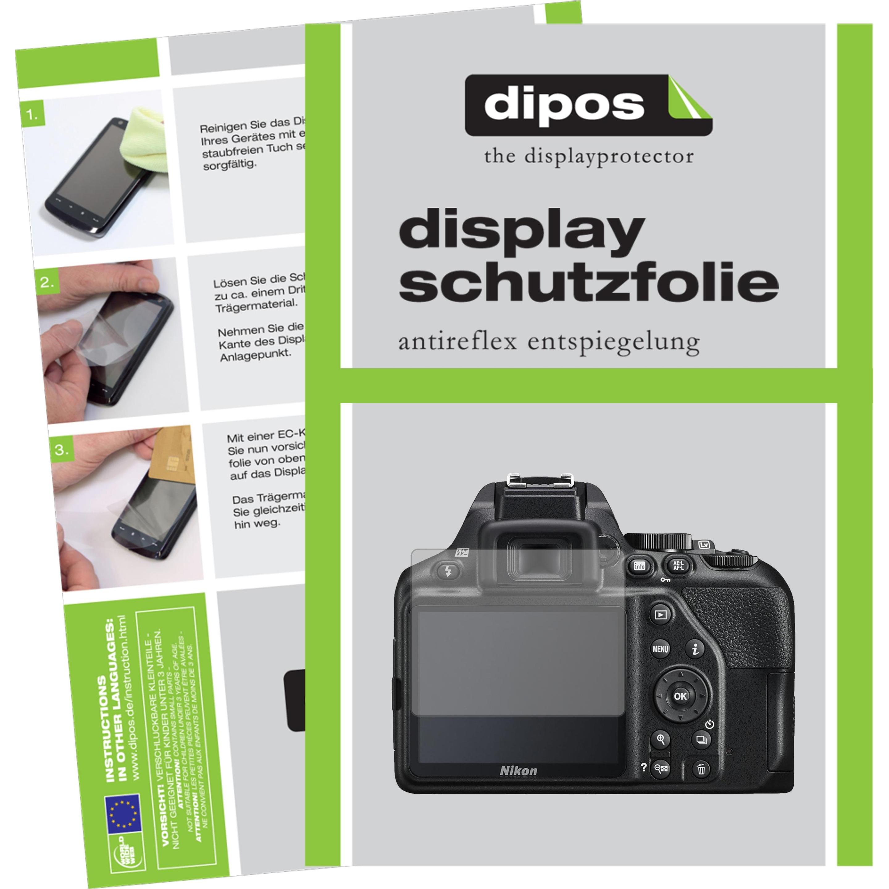 Dipos Displayschutzfolie Antireflex (Displayschutz, Nikon D3500), Kameraschutz, Transparent