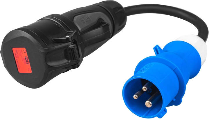 Produktbild GreenCell Adapter from red 16A 400V CEE coupling 5-pole socket to blue 16A 230V CEE 3P (Typ 2, 3.70 kW, 16 A, 0.50 m)