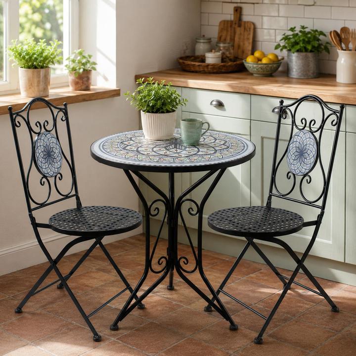 Produktbild HTI-Living Gartenstuhl 2er-Set Metall Schwarz Byzanz