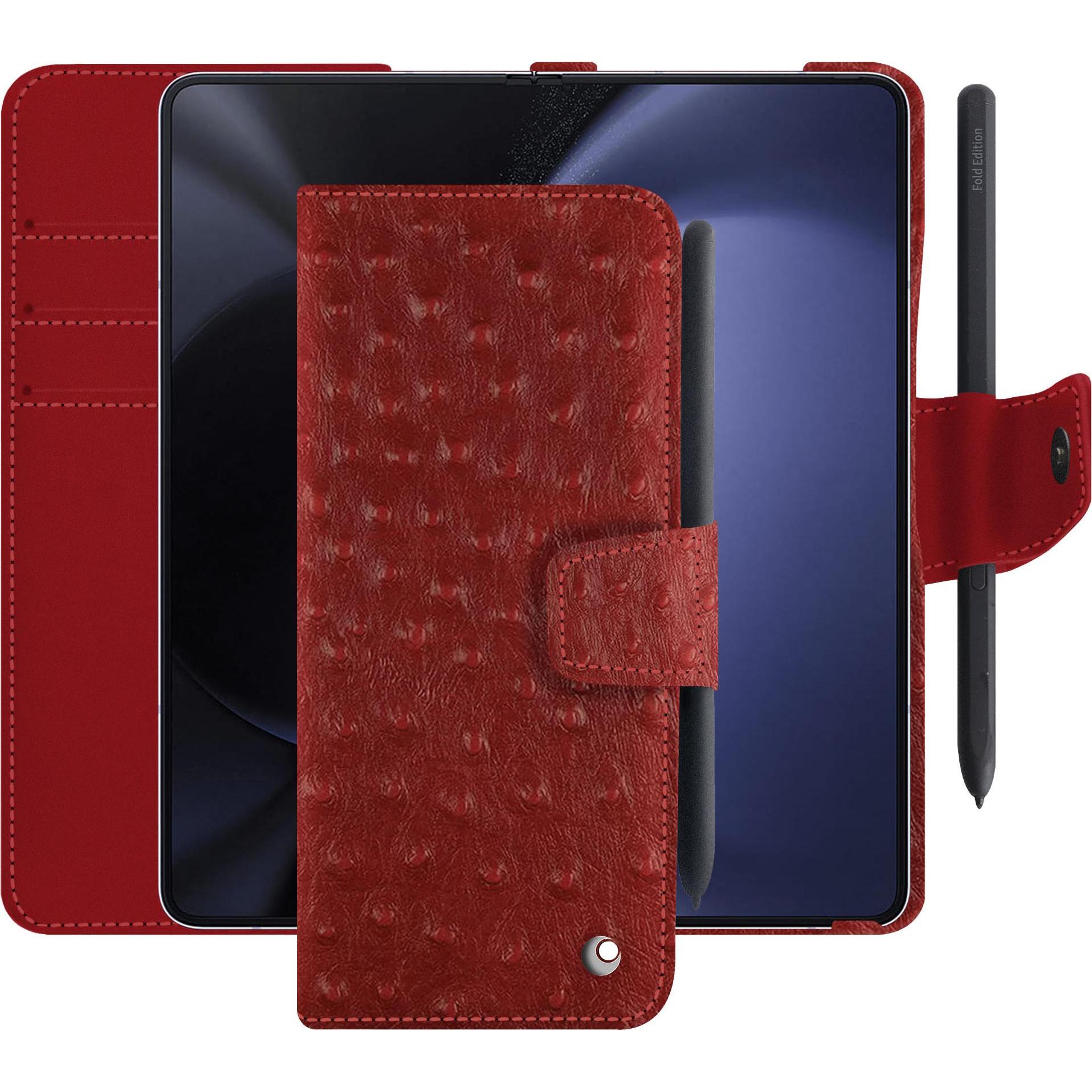 Noreve Lederschutzhülle Samsung Galaxy Z Fold5 (Samsung Galaxy Z Fold5), Smartphone Hülle, Rot